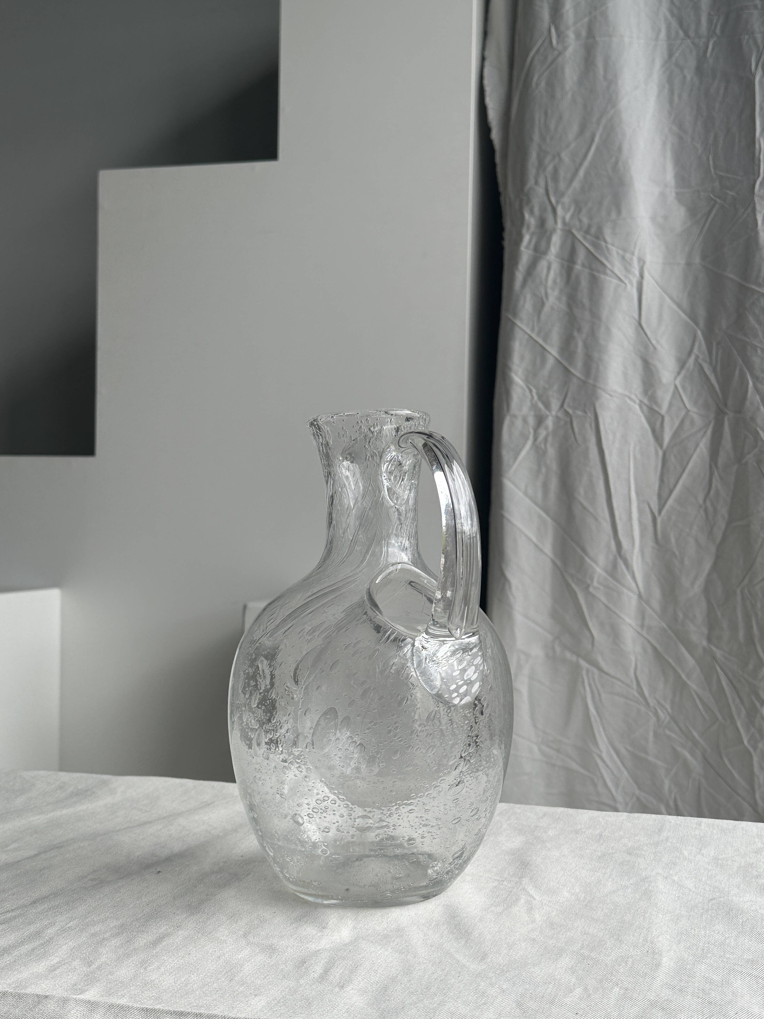 Large blown glass carafe with ice cube compartment Biot