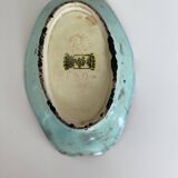 Oblong bowl in Longwy earthenware with art deco style pattern