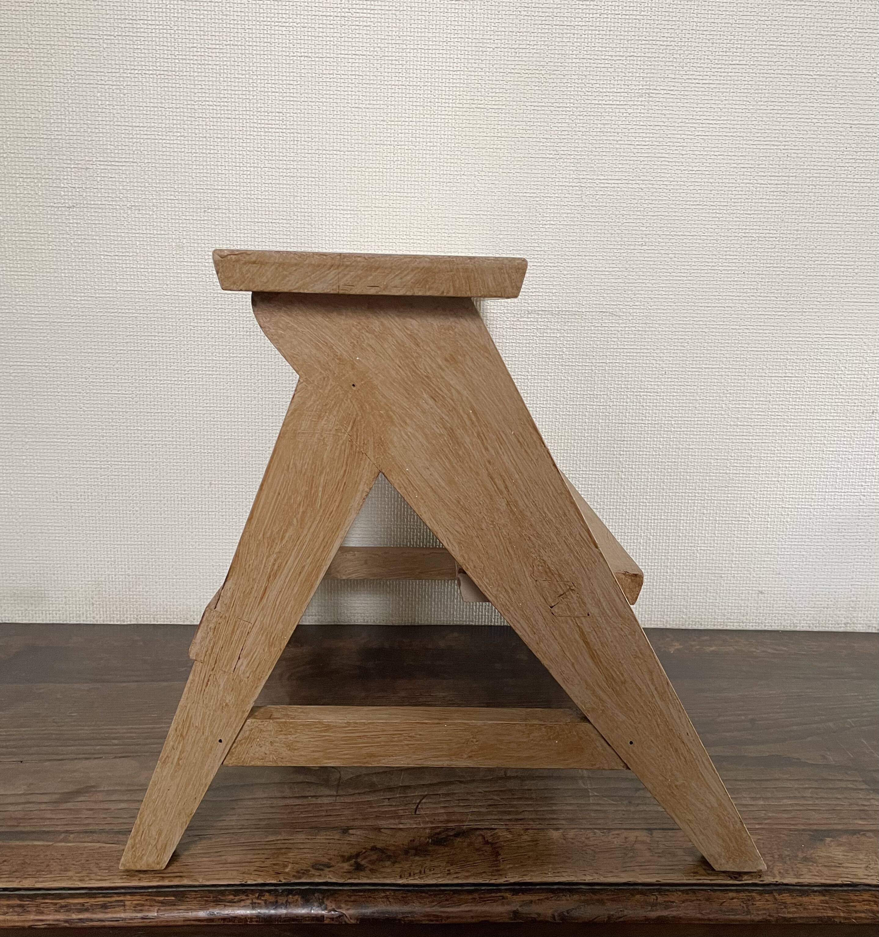 Weathered wooden step stool