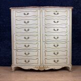 Louis XV style double row crossbow chest of drawers in lacquered and gilded wood circa 1900