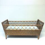 Vintage rattan and wicker bed