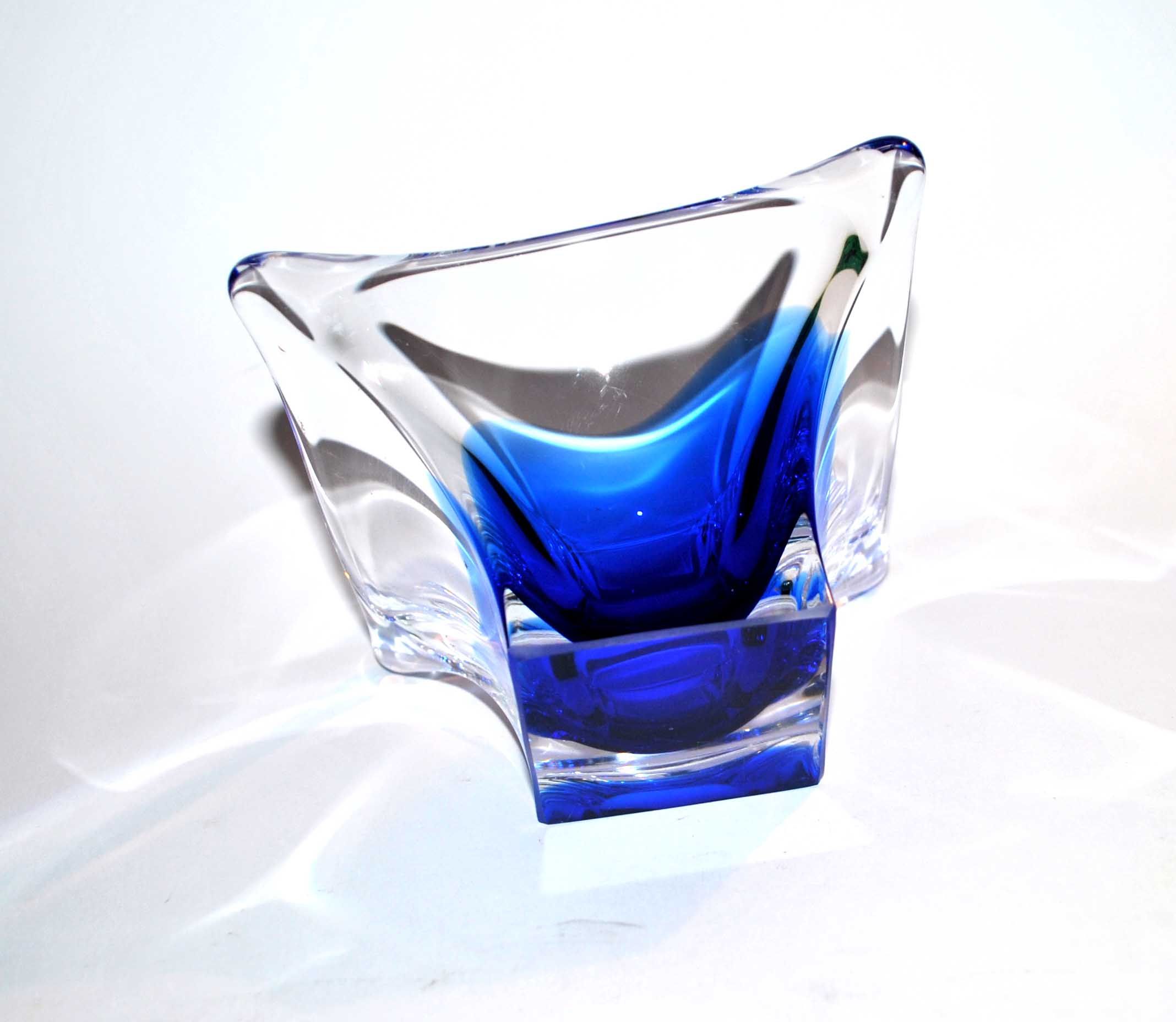 Vintage ashtray cut in Blue Murano crystal - Modernist pocket empty 1970-80