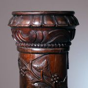 2 wooden pedestals column with Hand-Carved Grapevine Motif, France 1950s