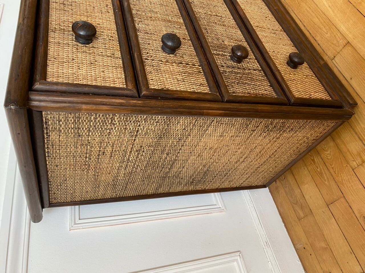 Rattan chest of drawers, Maugrion 1960