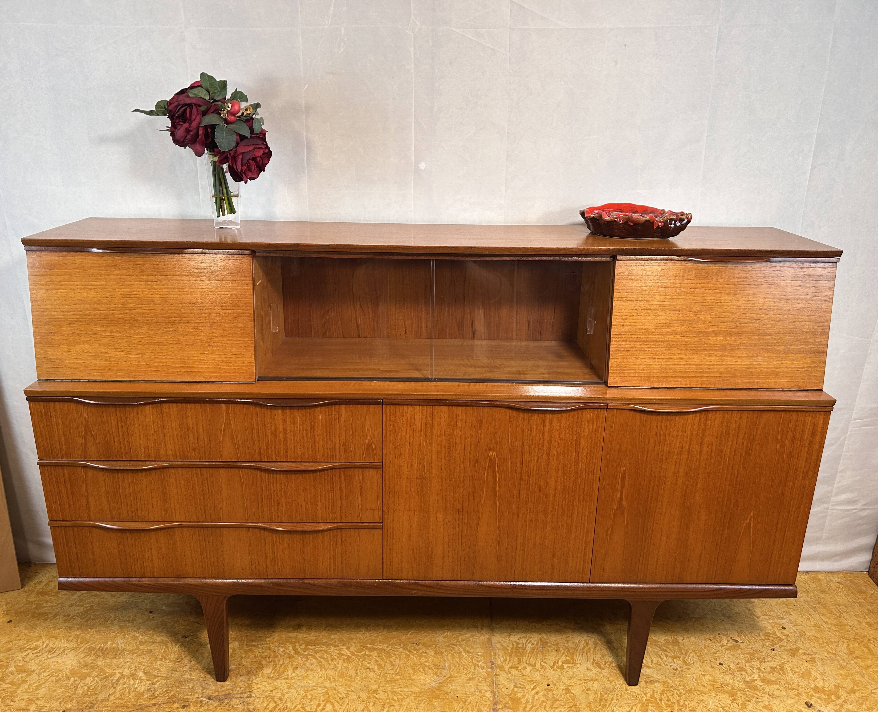 Mid Century Retro Vintage Teak Sideboard 1960 Bureau Flap + Cocktail Bar