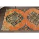 1970s Vintage Turkish Hand-Knotted Wool Cotton Orange Runner Rug 88x337