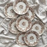 8 assiettes à dessert en terre de fer « Epine » Boch Freres Keramis (BFK)
