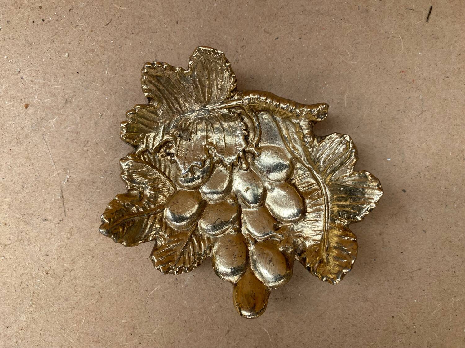 Old vintage grape cluster shaped gold metal pocket tray