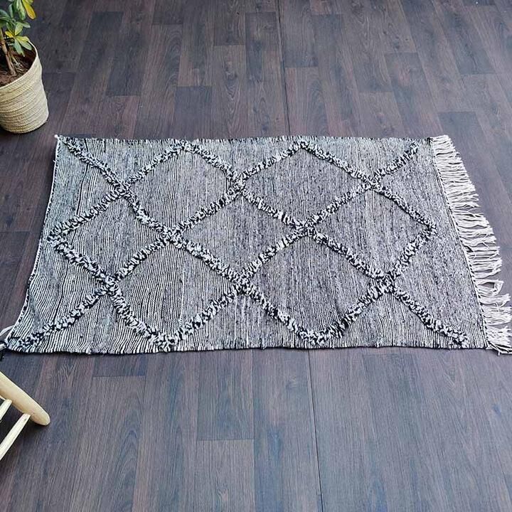 Small Moroccan Berber Carpet Made Main Zanafi Black 100x160 cm