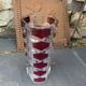 Transparent glass vase and burgundy design and vintage 1970