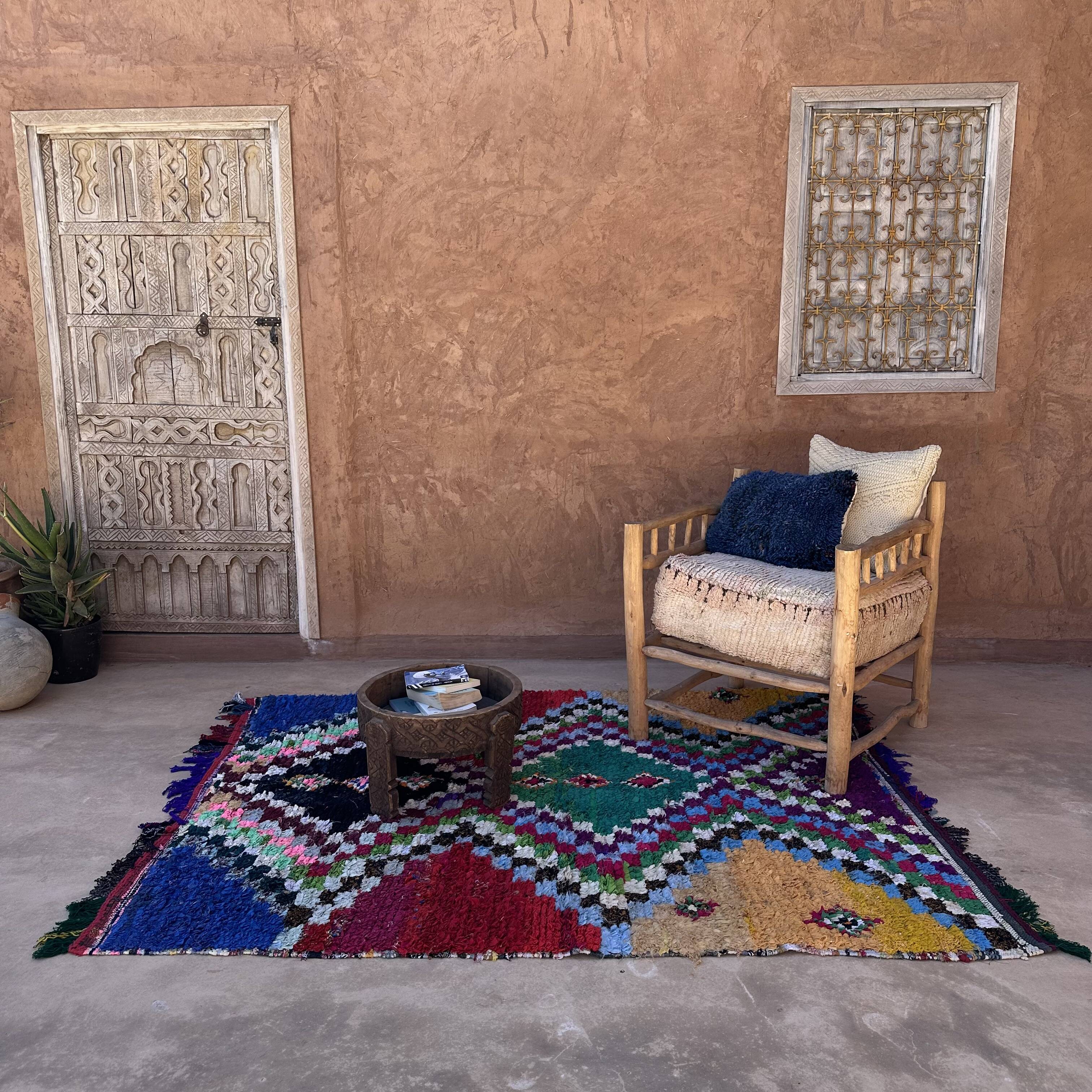 Tapis Berbère Boucherouite coloré - 156 x 200 cm