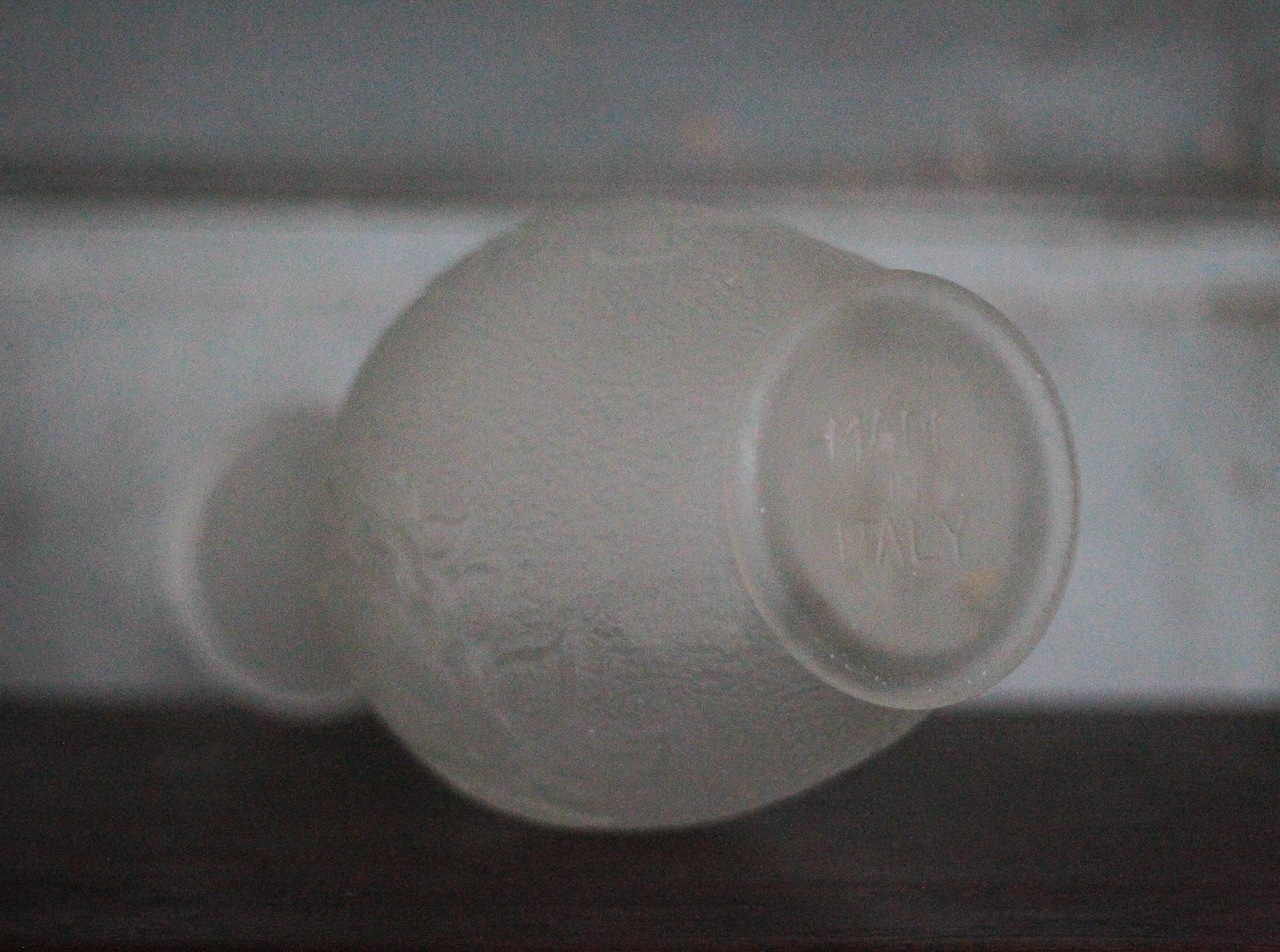 Vintage Italian vase, frosted molded glass vase with floral motifs, pot a f