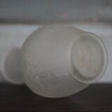 Vintage Italian vase, frosted molded glass vase with floral motifs, pot a f