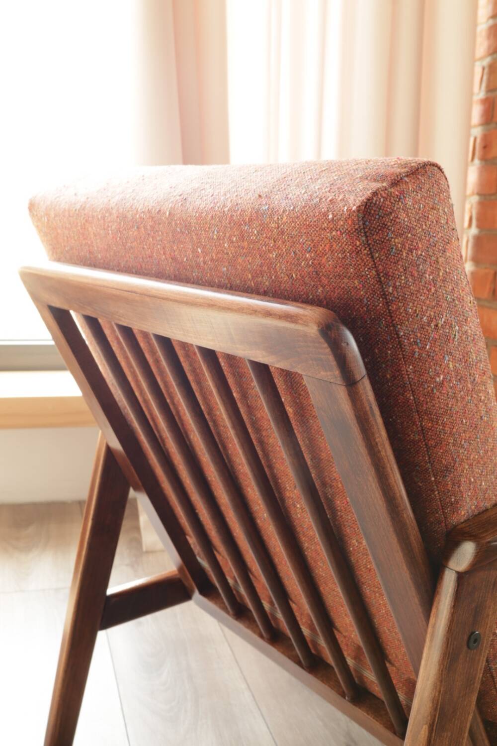 Vintage rust bronze armchair Scandinavian design 1960