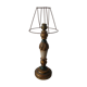 Old wooden lamp foot painted polychrome Made in Spain 33 cm bedside desk