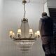 Extra Large Bronze Crystal Chandelier 1950’s