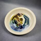 Accolay – glazed earthenware plate with abstract Cépamine decoration – 1970s