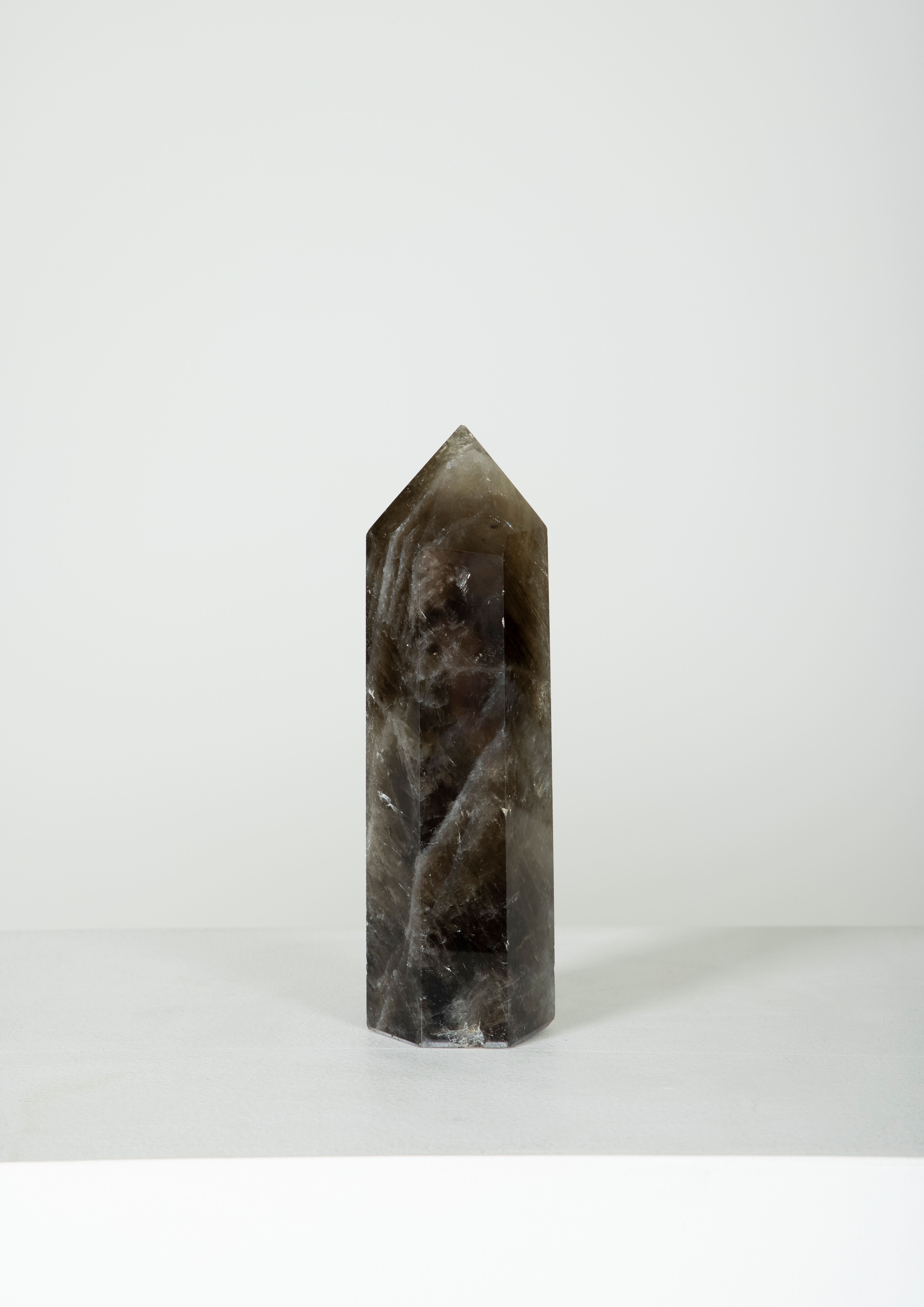 Smoked rock crystal obelisk