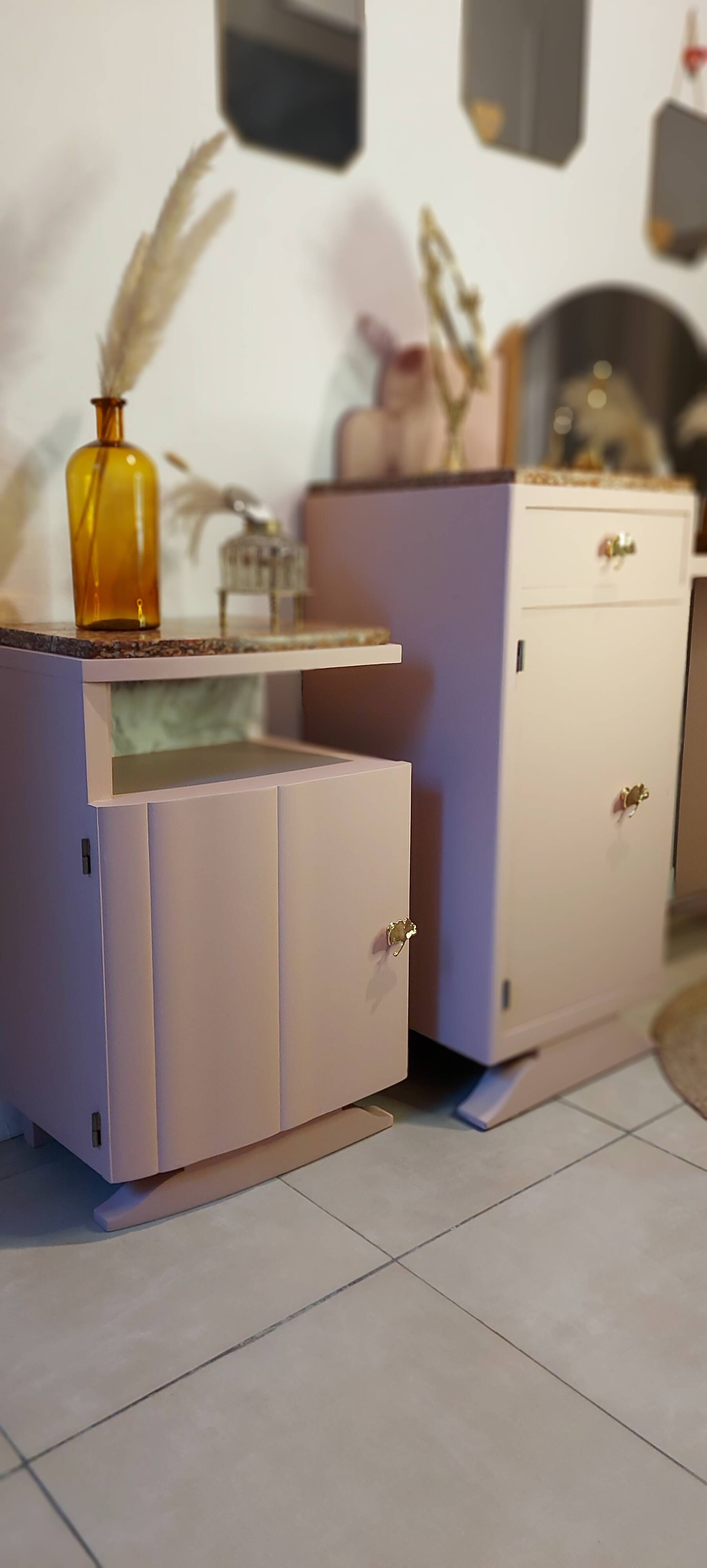 Art Deco dressing table / bedside table set