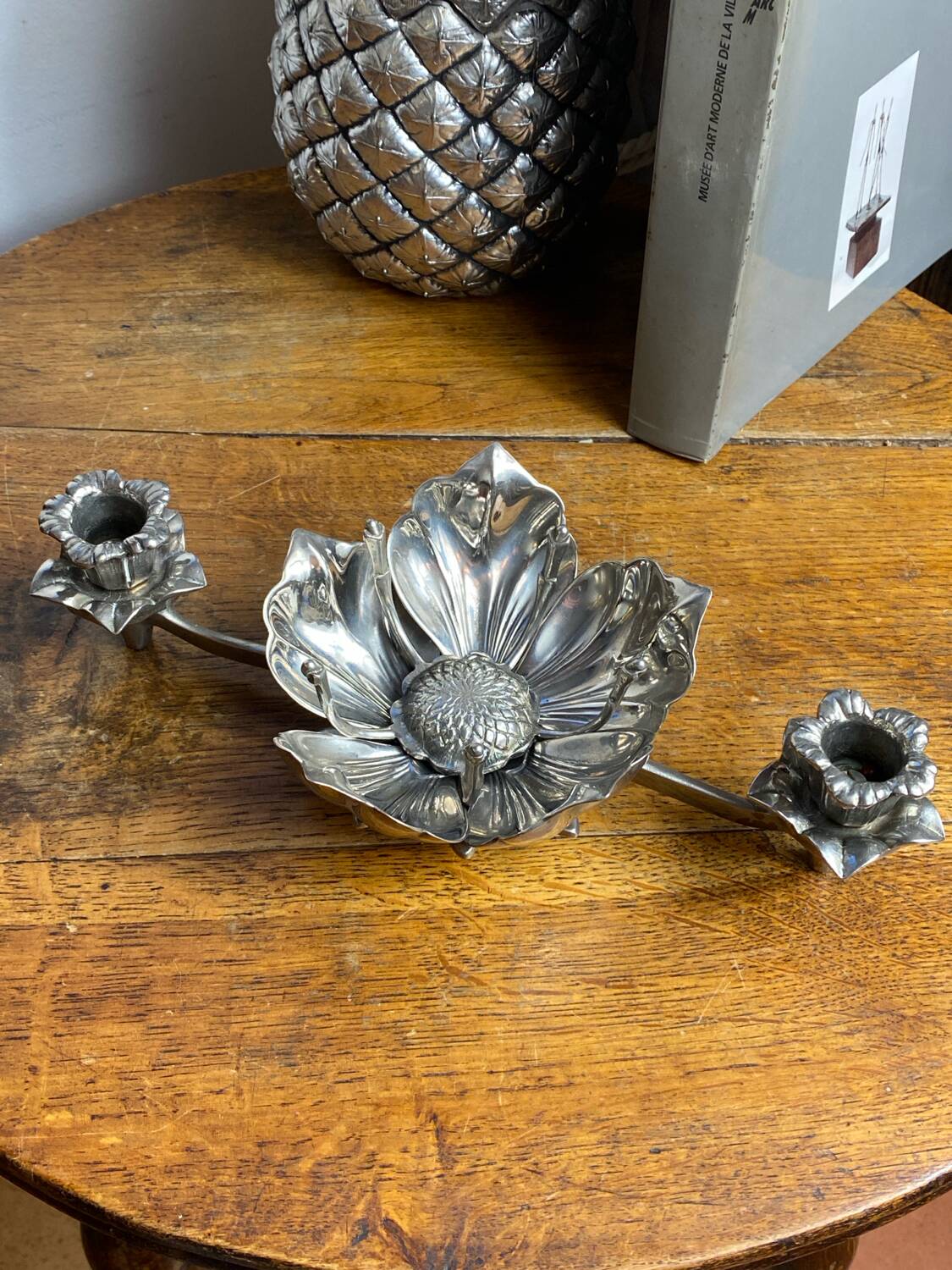 Flower candle holders, lotus ashtray with removable petals, 1960s.