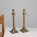 Pair of Antique French copper candlesticks in Baroque style, 1900s