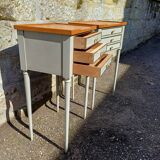 Pair of patinated bedside tables in Louis XVI style