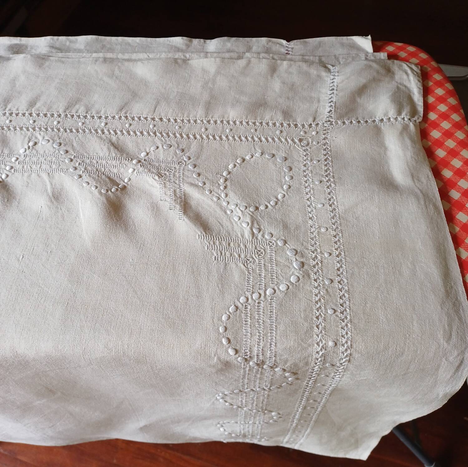 Old large linen and cotton sheet