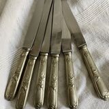6 couteaux anciens, métal argenté