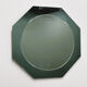 Miroir en verre aqua octogonal italien, miroir central rose doux, années 1970.