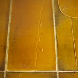 Coffee table signed Roger Capron, steel and ceramic, bird motif