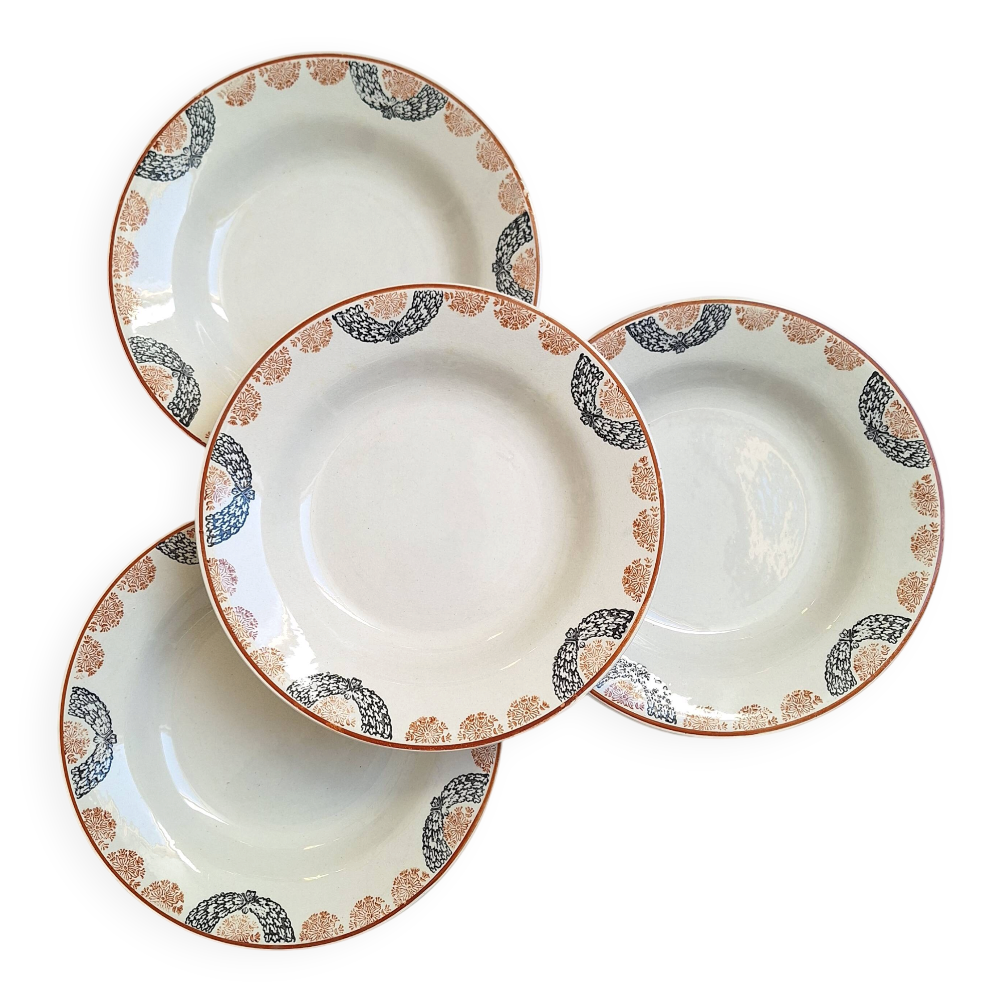 Assiettes creuses HBCM modèle Pauline orange et noir