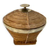 Vintage wicker and brass basket - 1970s