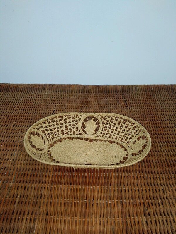 Vintage lace wicker basket