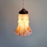 Art Deco pendant light in pink marbled opaline (4 available)