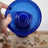 Set of eight ramekin bowls blue glass cups made in vintage France