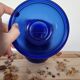Set of eight ramekin bowls blue glass cups made in vintage France