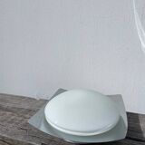 White glass and stainless steel ceiling light