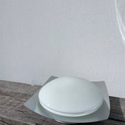 Applique plafonnier en verre blanc et inox