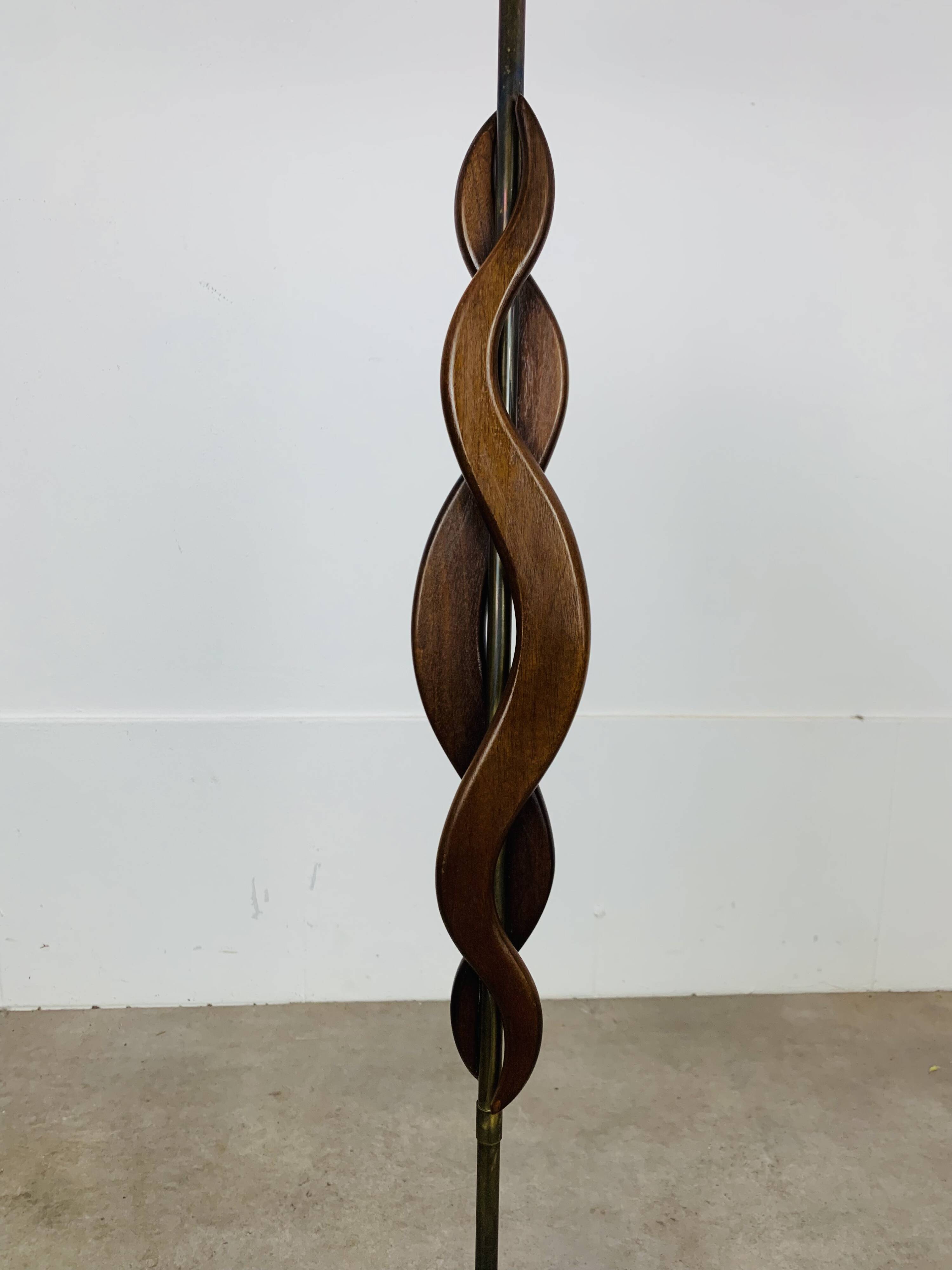 Scandinavian teak and brass floor lamp, 1960s