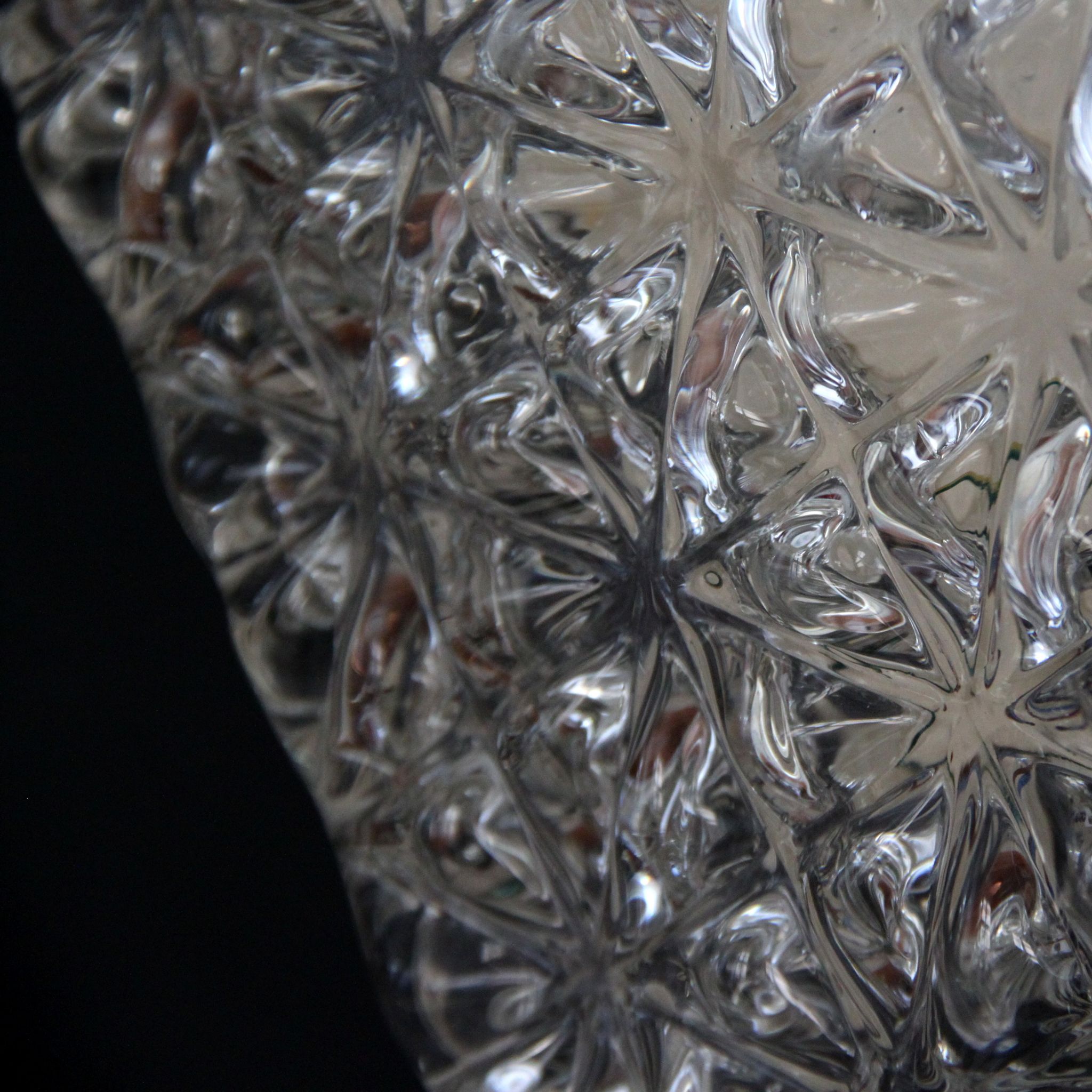 Square ceiling light in old glass thick, 70s