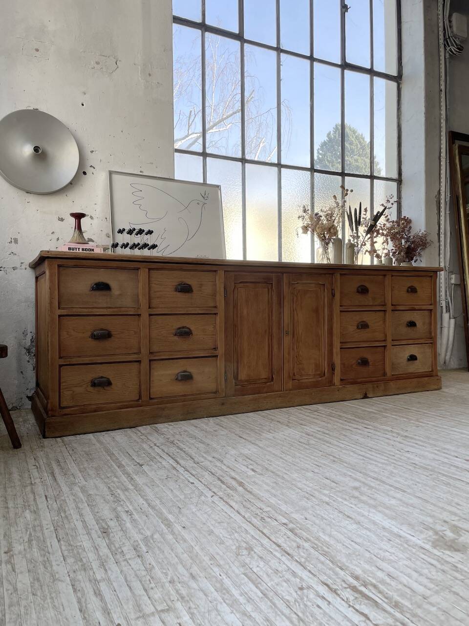 XXL solid oak counter sideboard