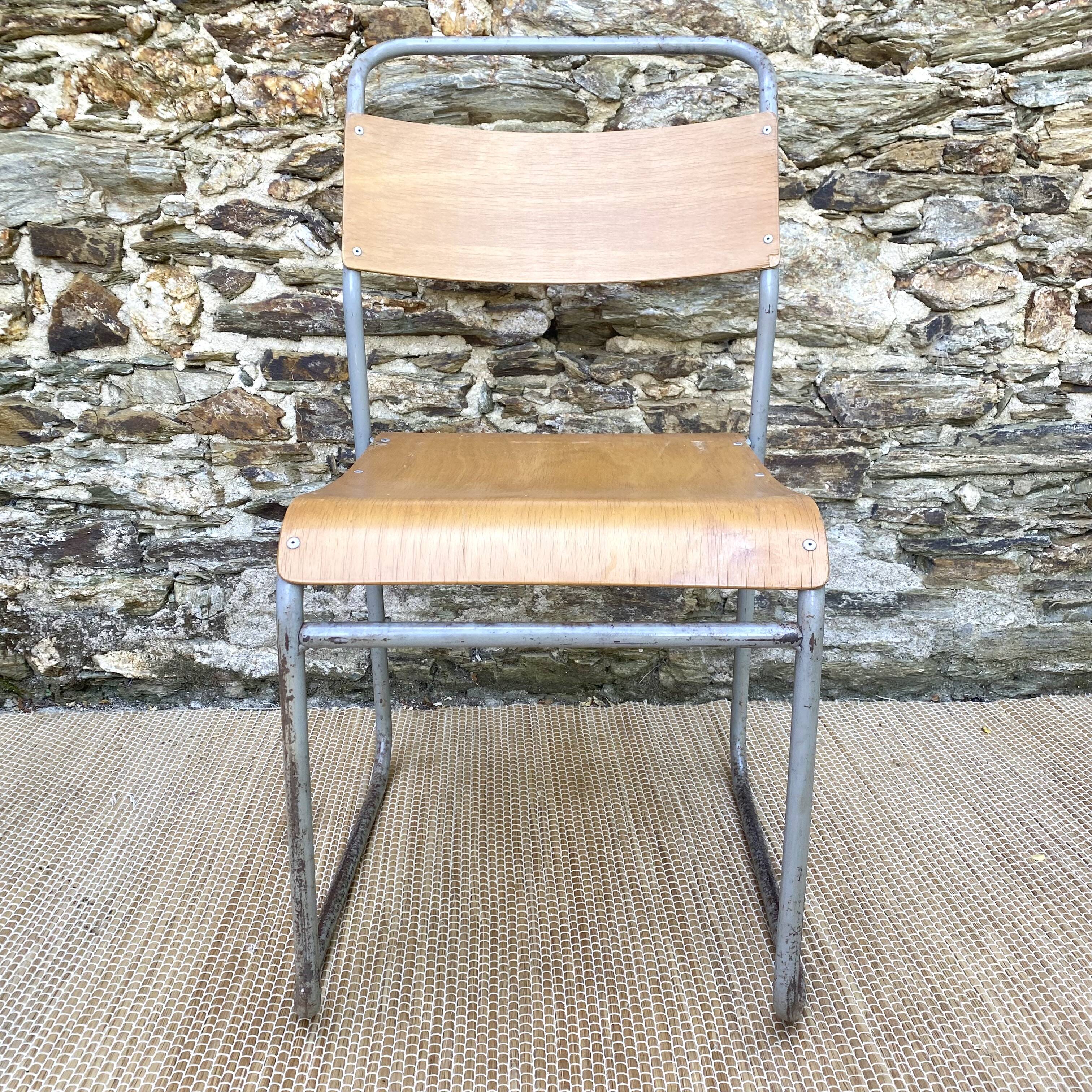 Remploy English industrial sled chairs from the 50s and 60s