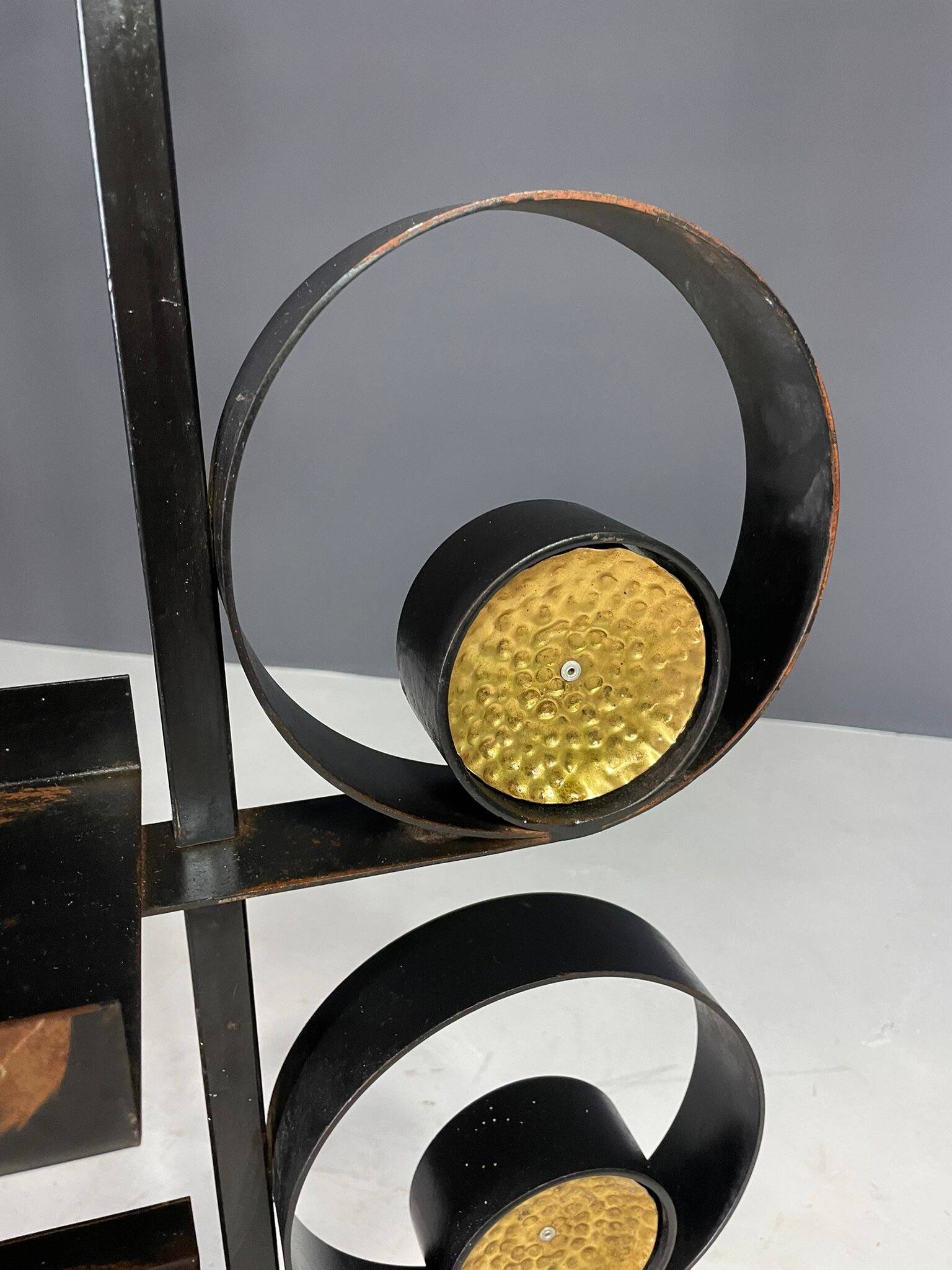 Retro metal plant stand, brutalist style, Czechoslovakia, 1970s