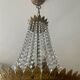 Hot air balloon chandelier in brass and crystal pendants