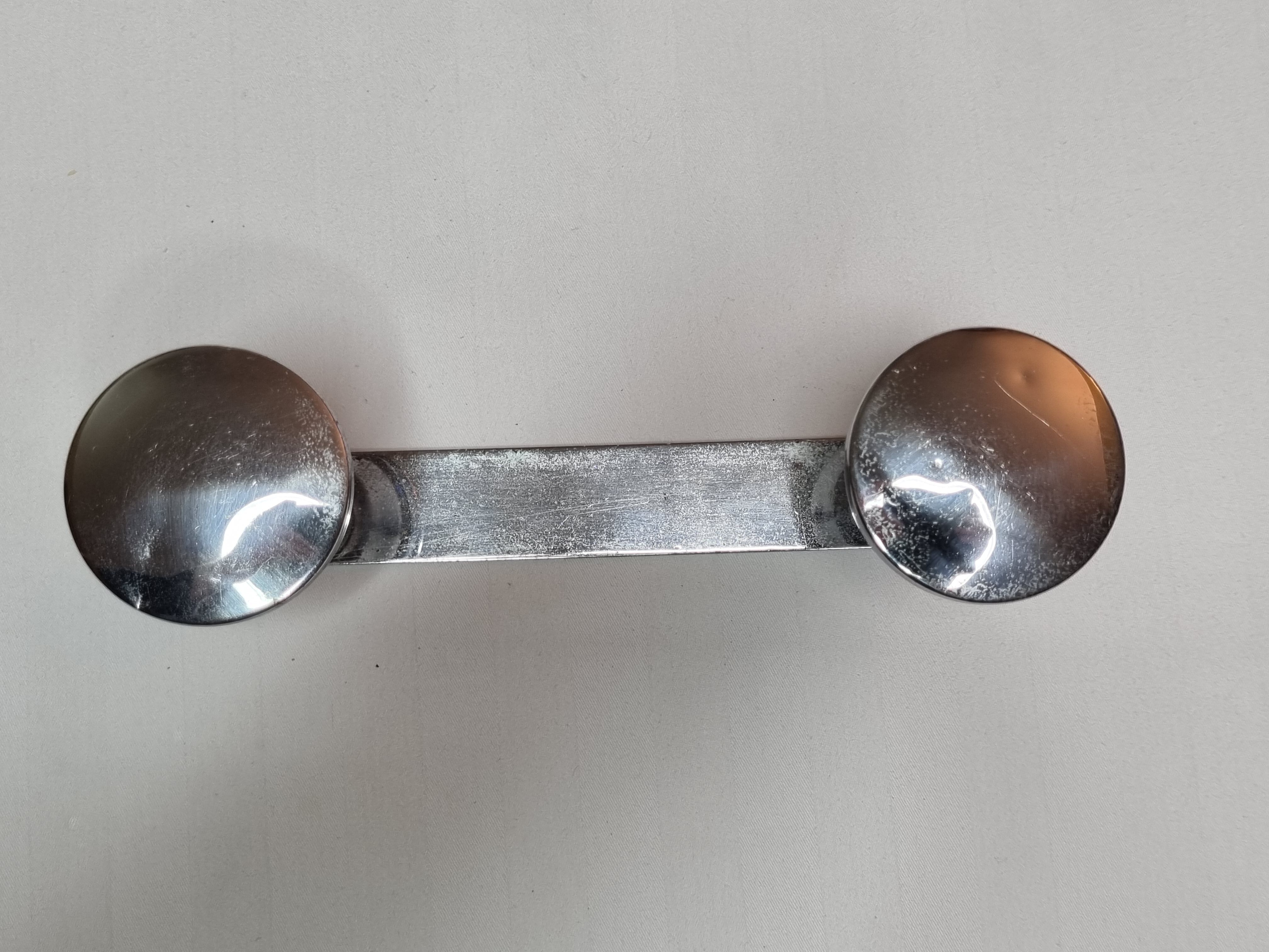 Coat rack in chrome metal art deco style, 2 hooks, 25 cm