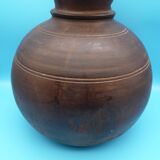 Large carved wooden pot / India