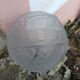Art Deco ball lamp, pressed moulded glass, signed Muller.