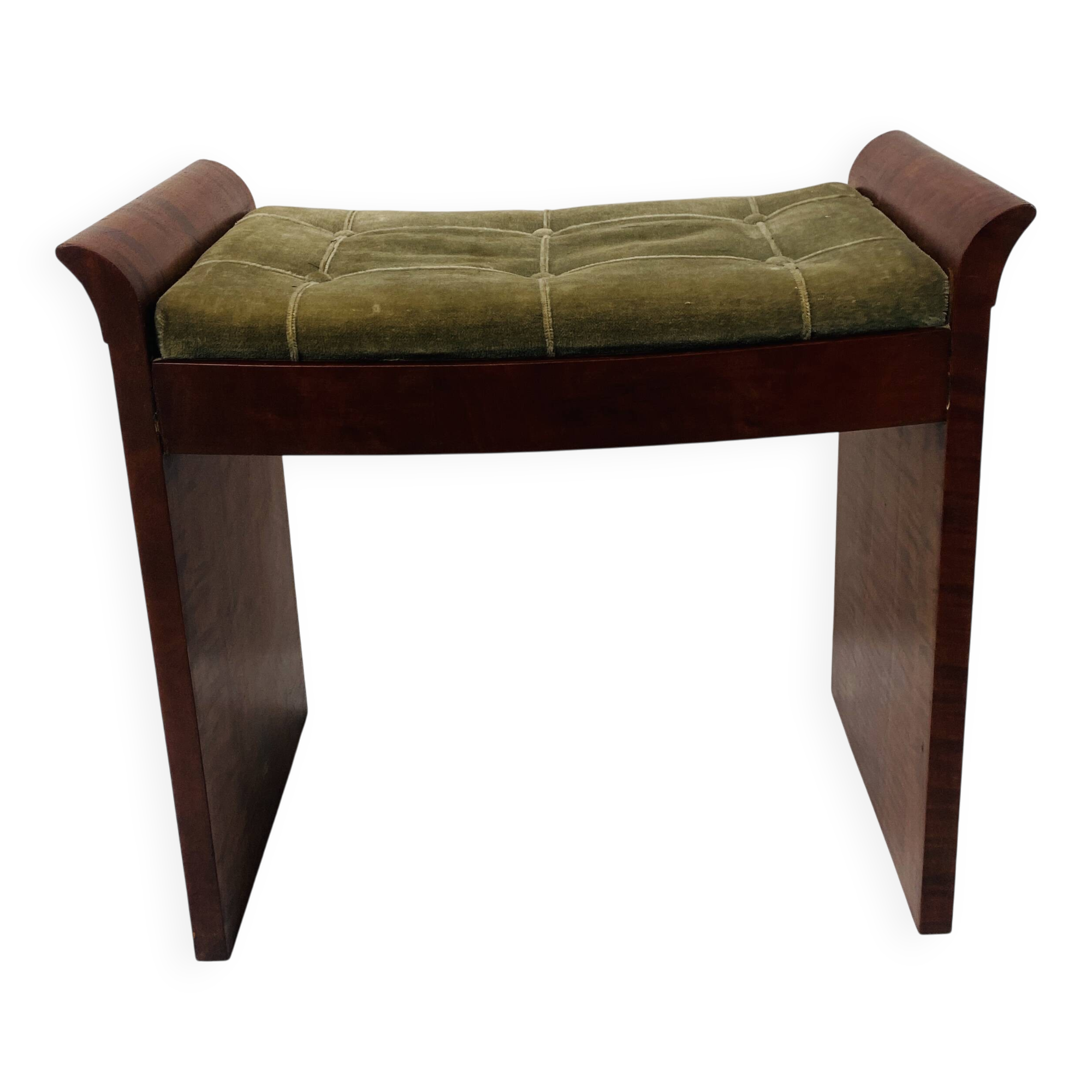 Art Deco piano bench in mottled mahogany. 20th century