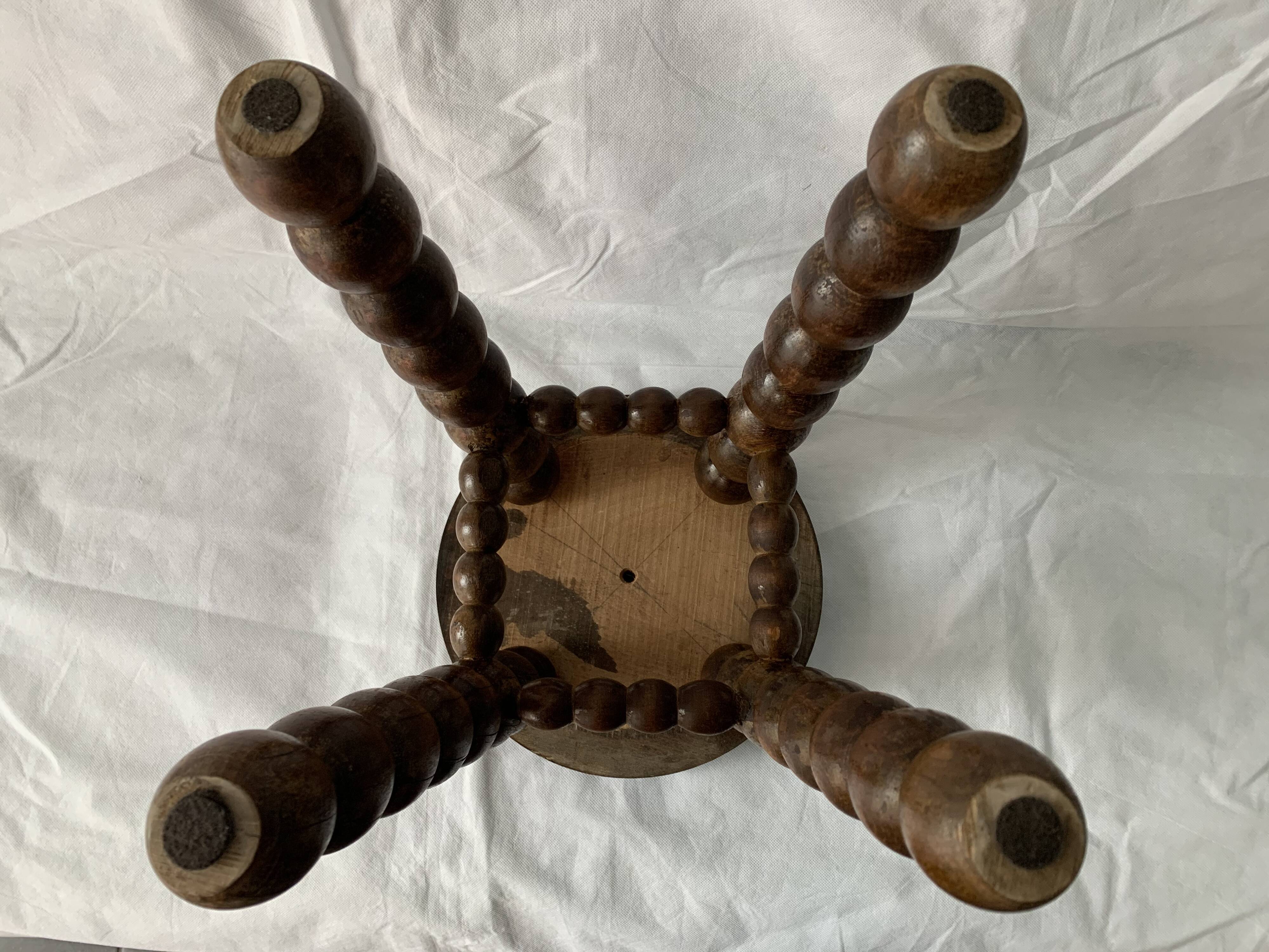 French turned wood stool 1950