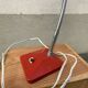 Vintage table lamp Aluminor France red metal desk